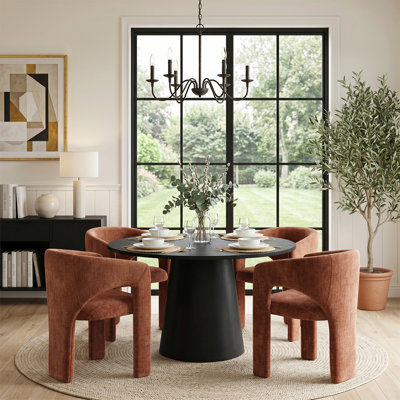 Ensemble de table de salle à manger 5 pièces pour 4 personnes avec chaises rembourrées en chenille