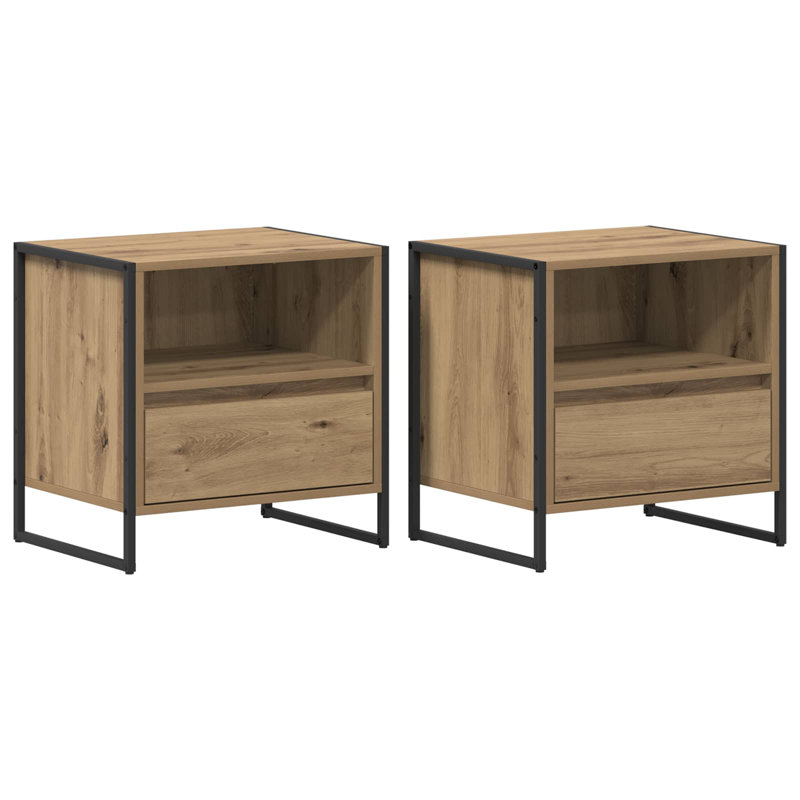 50cm W Manufactured Wood Bedside Table, Artisian Oak
