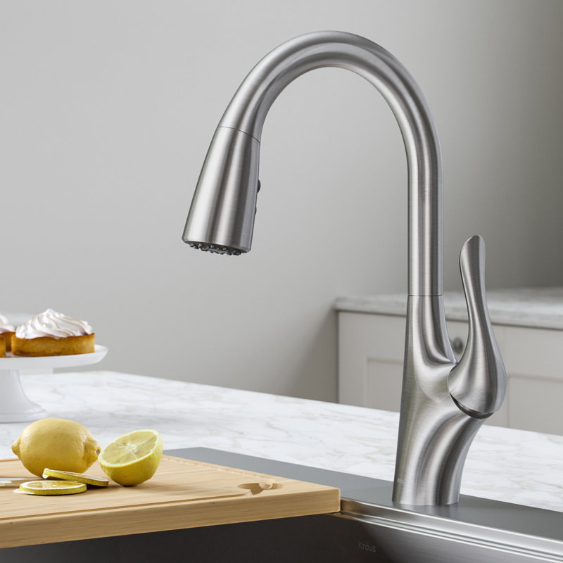 Robinet de cuisine à poignée simple Merlin, Acier inoxydable sans taches
