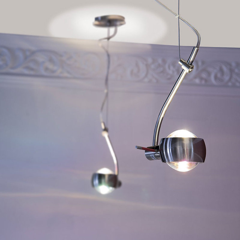 Beam pendant lamp with glass lenses rotatable