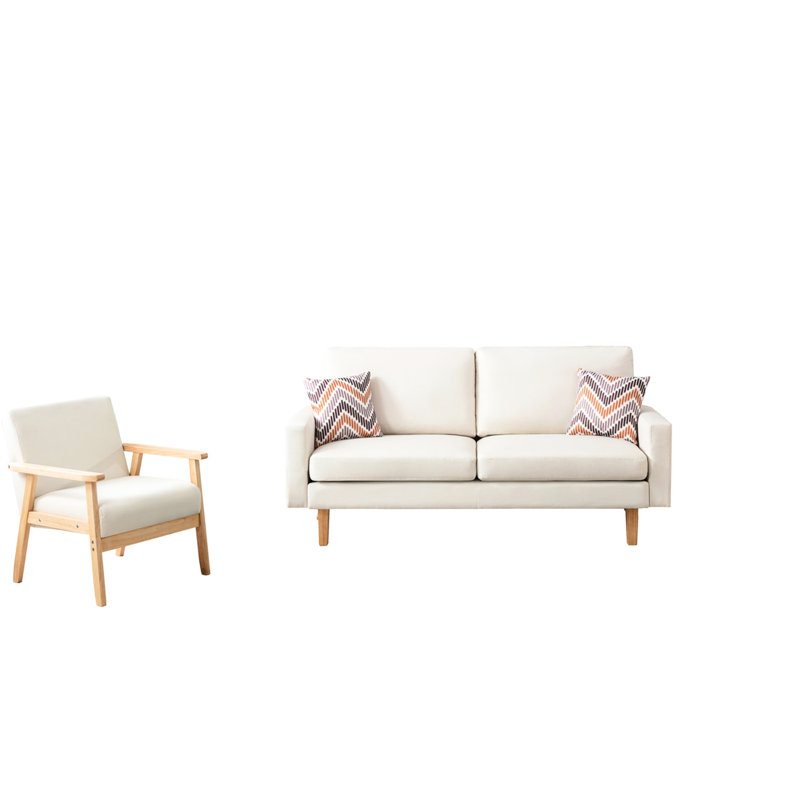 Fauteuil 70 po en lin et chaise avec 2 coussins décoratifs 70 po - Confortable et élégant