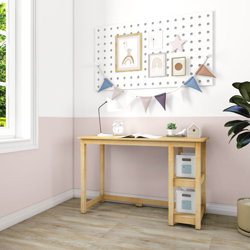 Nikolaos Medium Desk W/ Shelves K/D, Natural