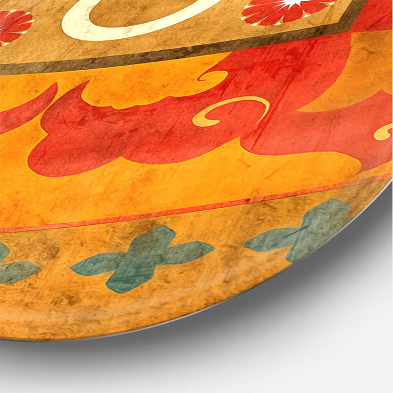 « marocain orange tiles collage ii »-impression sur cercle métallique, H 36 po x l 36 po