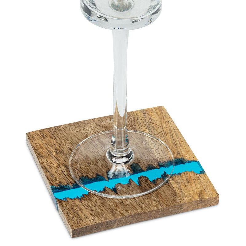 Wood Square 4 Piece Coaster Set