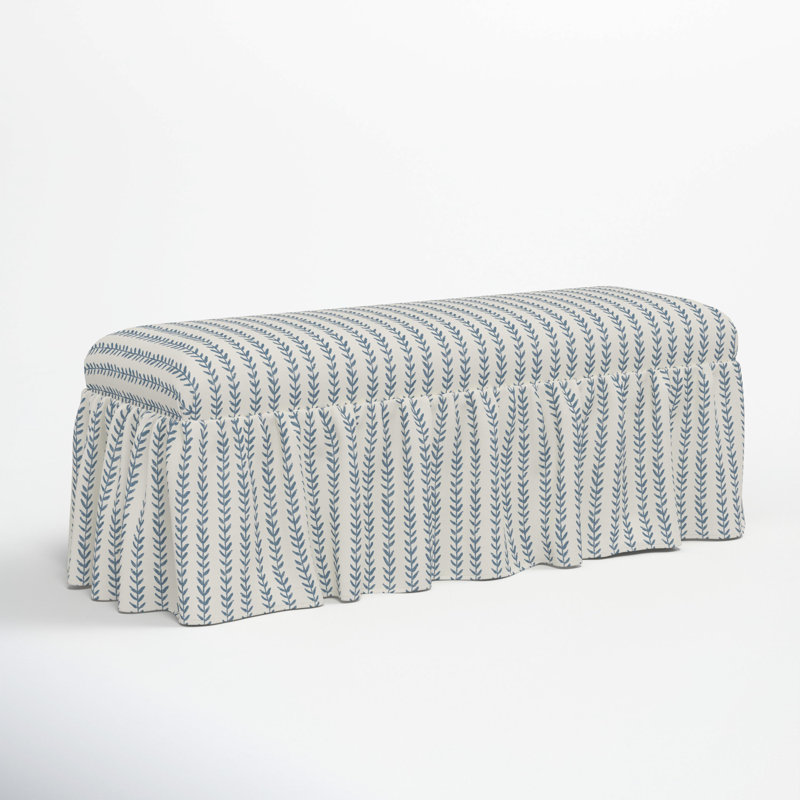 Nia Ruffle Dining Bench, Vine Stripe Dusty Blue