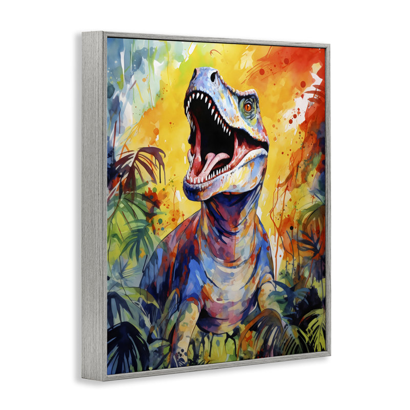 Giclée encadrée T-Rex Fierce Roaring, design by Creative Studio, Estampe numérique Farmhouse, H 14 po x l 11 po