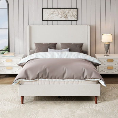 Upholstered Bed, Bed Frame with Headboard