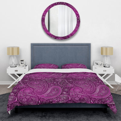 Purple Floral Paisley - Patterned Duvet Cover Set
