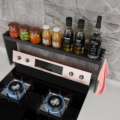 Spice Rack, 32.3 Inch Kitchen Storage Organizer, Stove Top Spice Shelf, 13 Inch Countertop Height Storage, Oven Back Sink Organization Rack