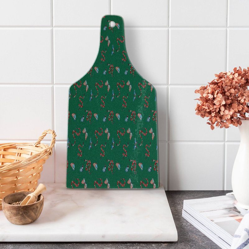 Ambesonne Snakeskin Print Tempered Glass Cutting Board Fly and Reptile Forest Green Multicolor
