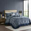 Ensemble de couvre-lit traditionnel de 5 pièces en coton brodé de jacquard bleu marine, format king-136111558-136111559