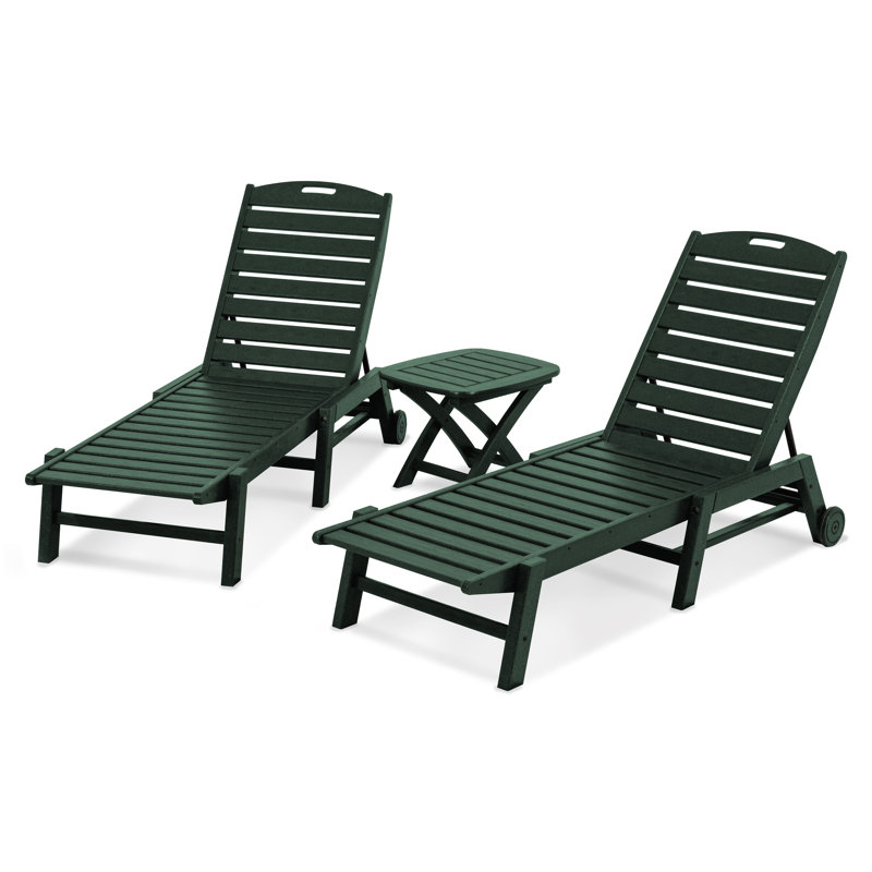 POLYWOOD Nautical 3-Piece Chaise Set, Green