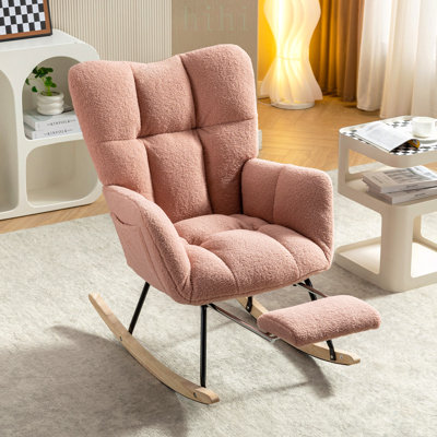 Chaise berçante en tissu Teddy