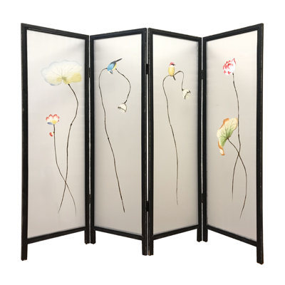 Martinique 78 " W x 63 " H 4 - Panel Solid Wood Folding Room Divider