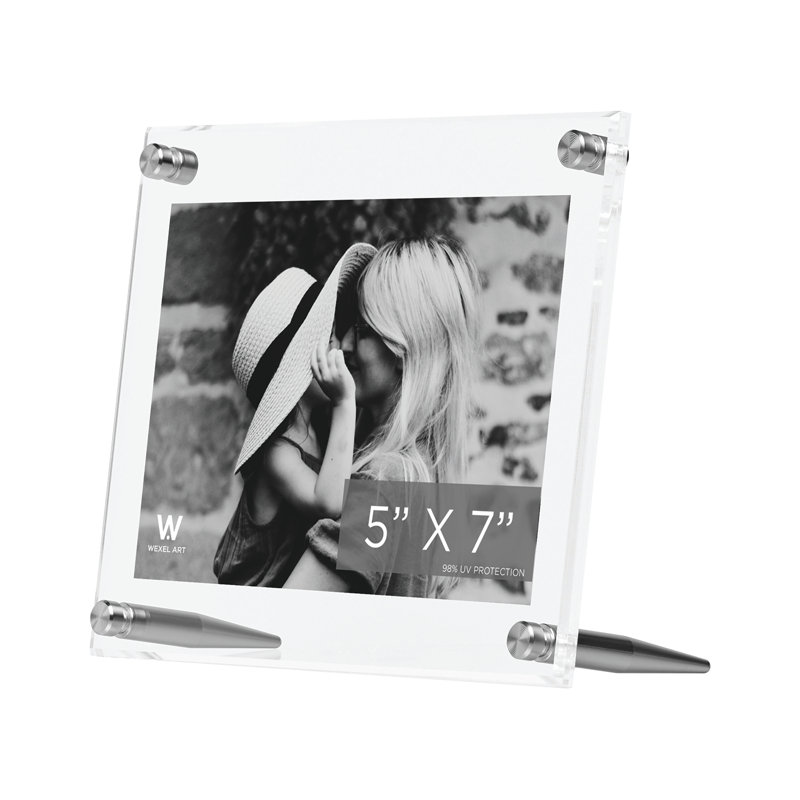 Acrylic Bevel Tabletop Float Frames, 5" x 7", Silver