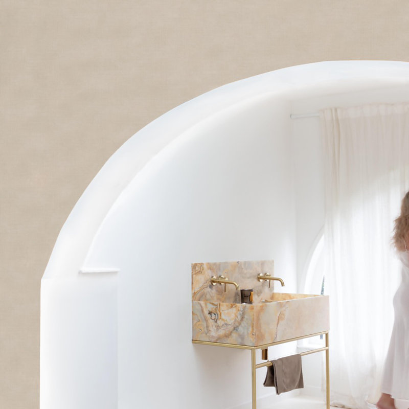 Little Dreamers Collection Textile Plain Wallpaper Roll, Beige