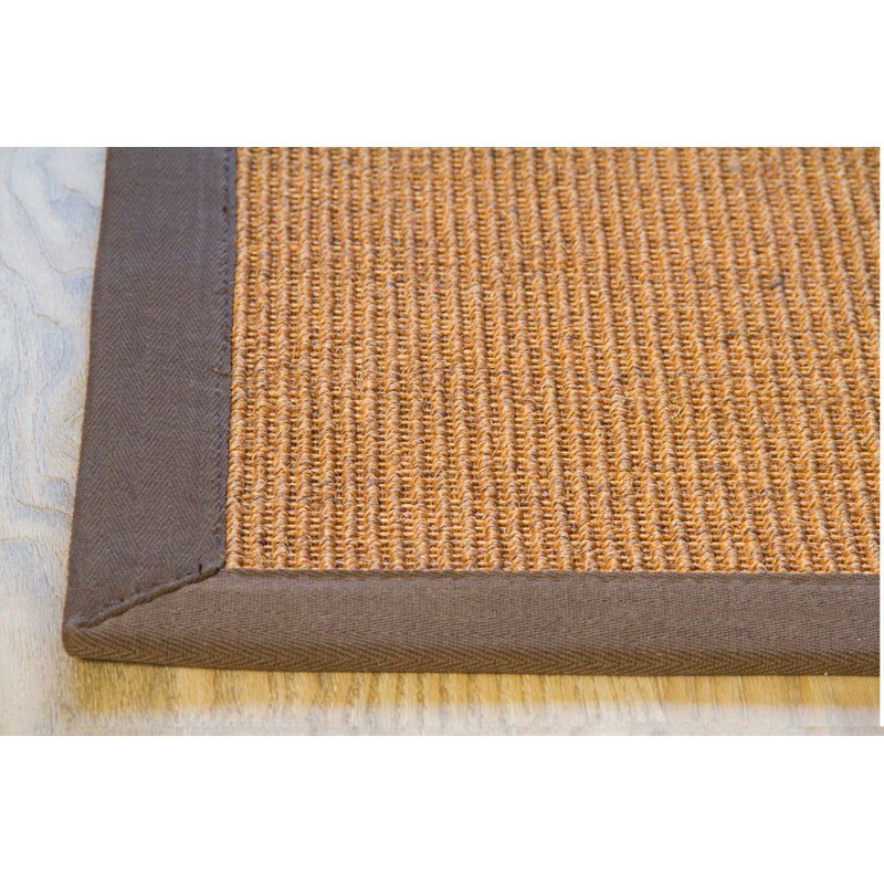 Sisal Rug Brentford - flat woven Brown / border dark Brown, Rectangle 140 x 200cm