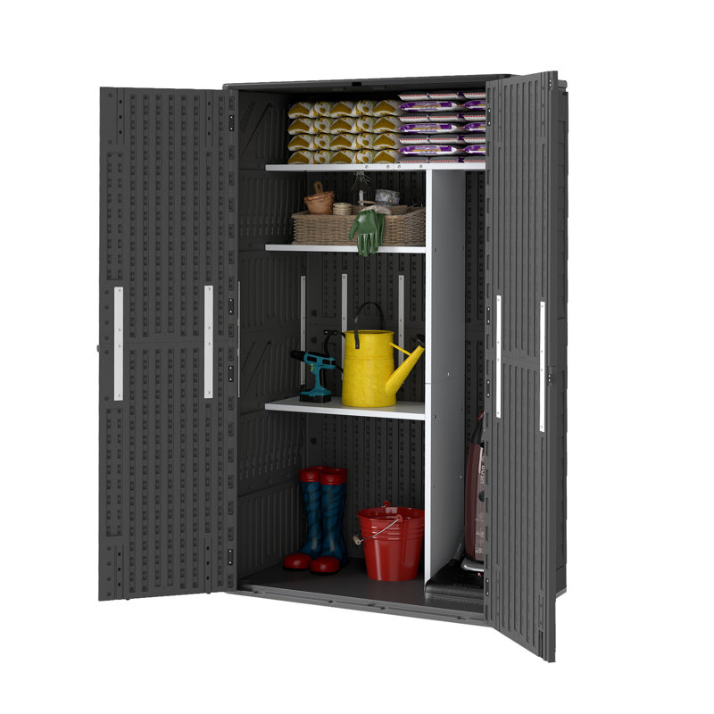 Unité de rangement extérieure l 4 pi x H 6,8 pi avec tablettes, Beige, 60 cuft