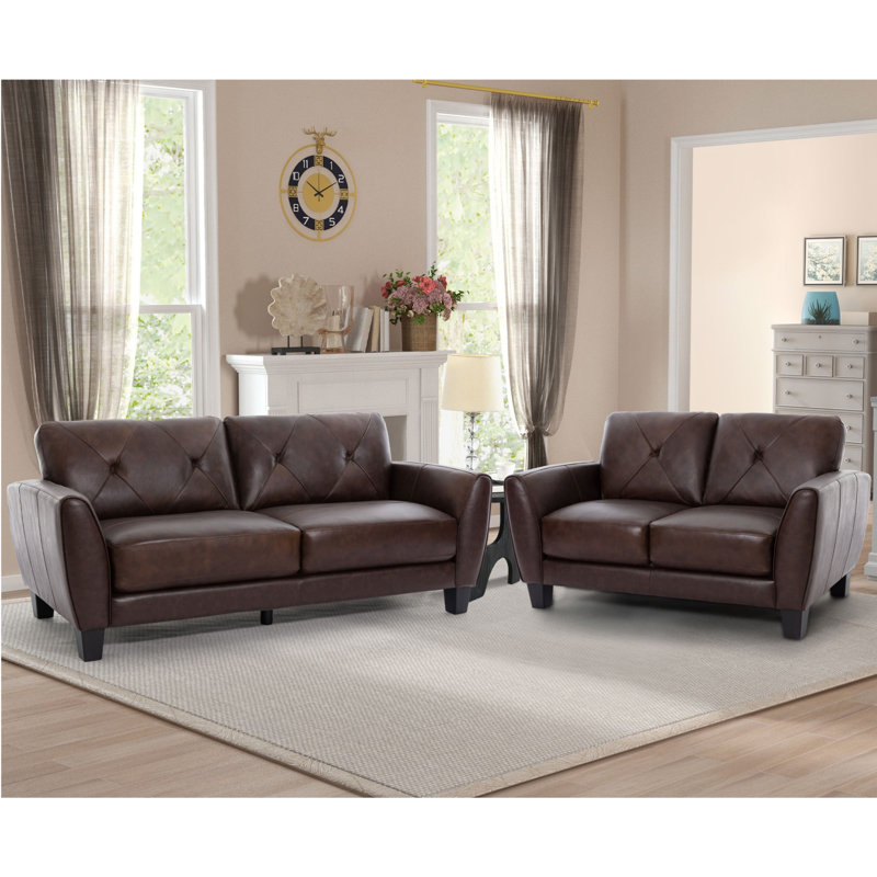 Nayelys 2-Piece Genuine Leather Furniture Set, Brown