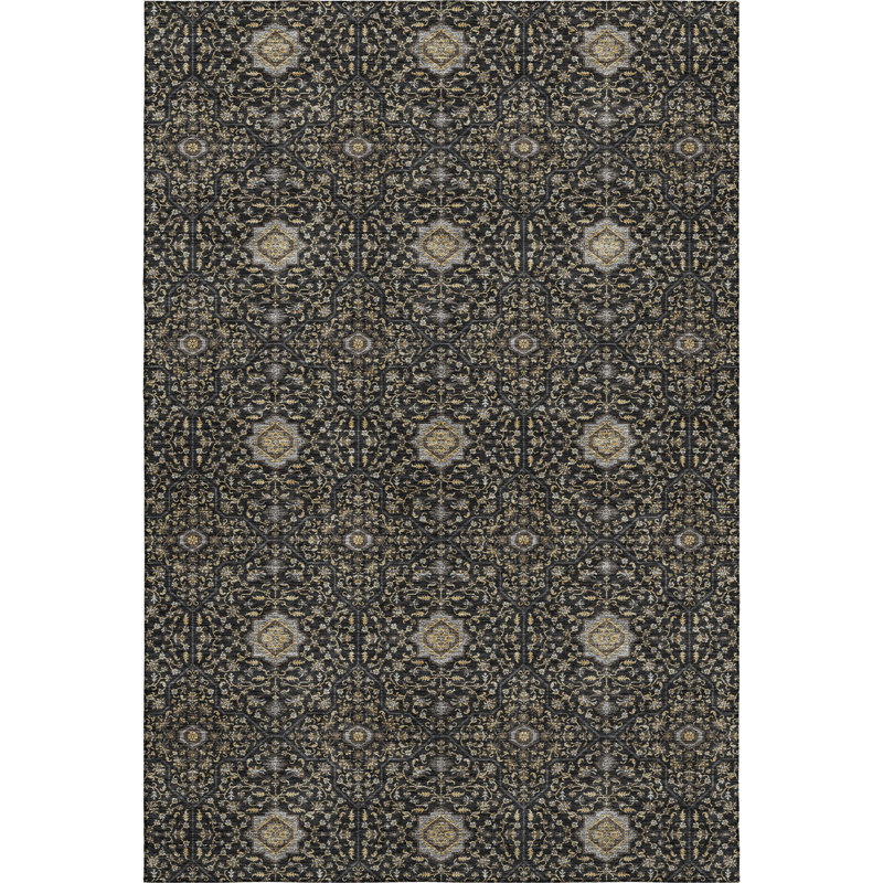 Premium Machine Washable Mayfield AMF2409 Oriental Rug, 3' x 5', Black
