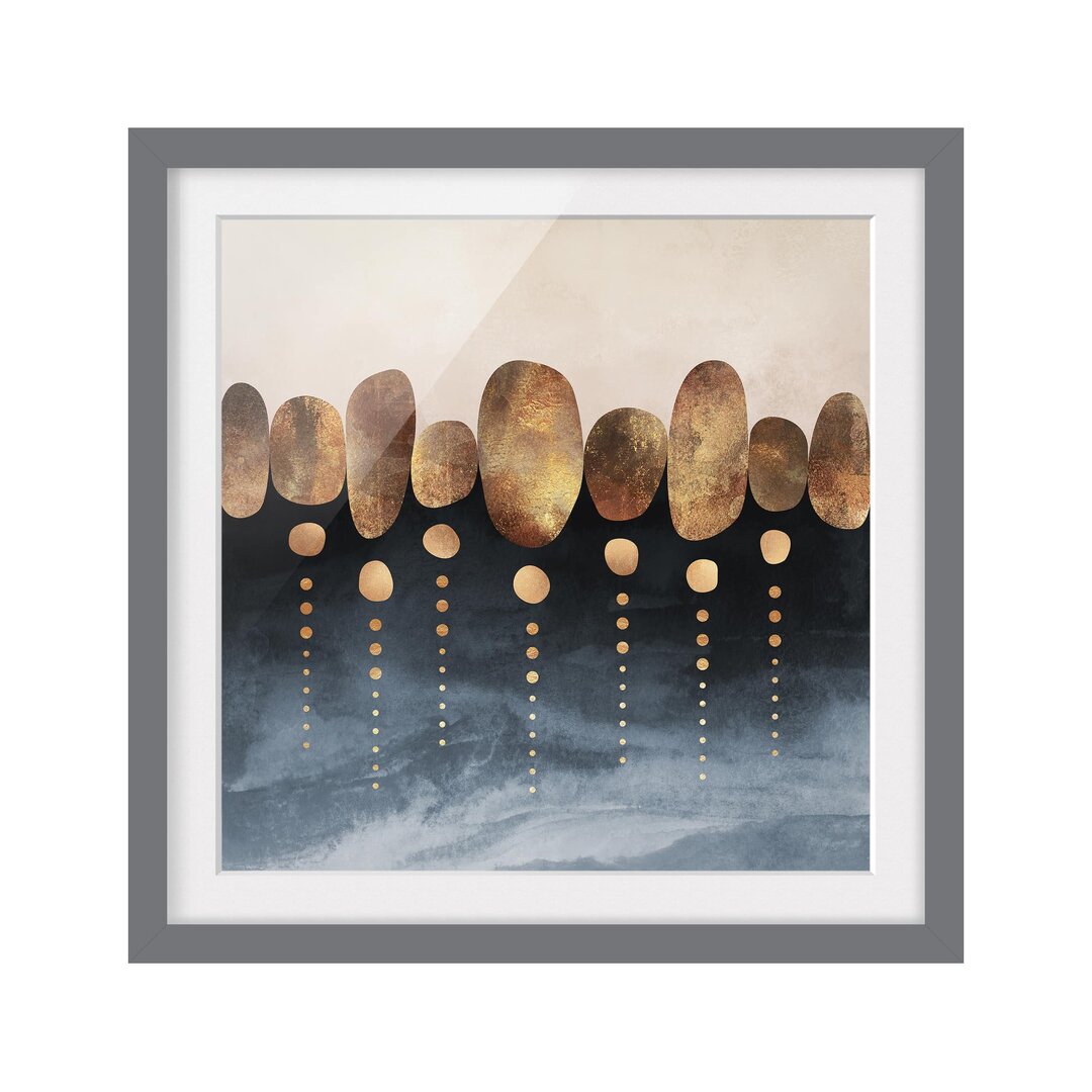 Gerahmtes Poster Abstract Golden Stones