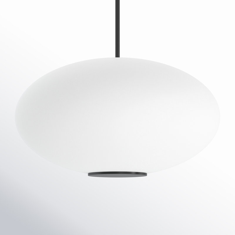 Illusion Dimmable LED Pendant With Oval Shaped Glass Shade, Adjustable Color Temperature, Black, 3500K