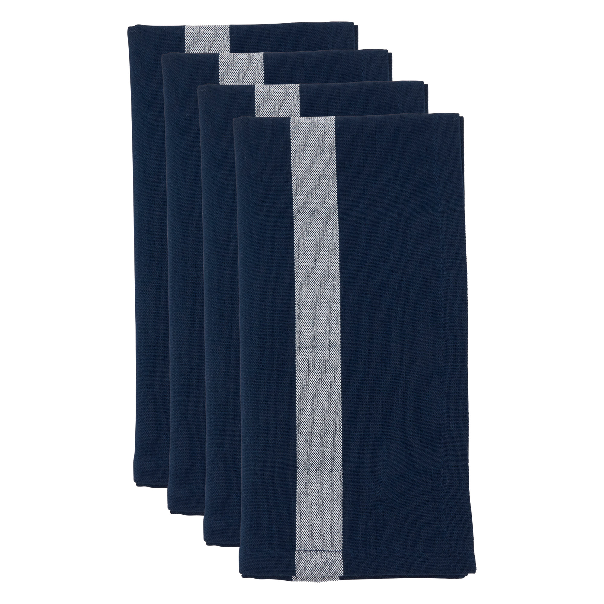 Poyen 4 Piece Cotton Napkin Set, Navy Blue