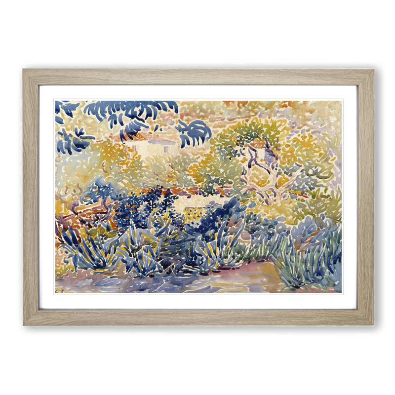 The Artist's Garden by Henri-Edmond Cross - Picture Frame Painting, 27cm H x 36cm W x 2cm D, Oak