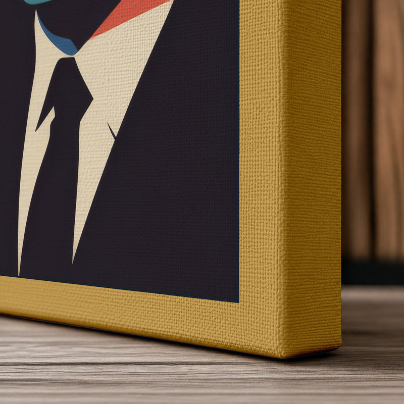 Two Men in Formal Attire Pop Art 1 Piece Wrapped Canvas Wall Art, 36x24 - 91.4 x 61.0 cm, Ochre Border