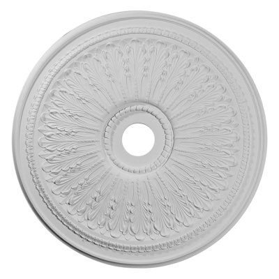 Endurathane Oakleaf Ceiling Medallion, 29 1/8"OD x 3 5/8"ID x 1"P (Fits Canopies up to 6 1/4"), Hand-Painted Gold Finish