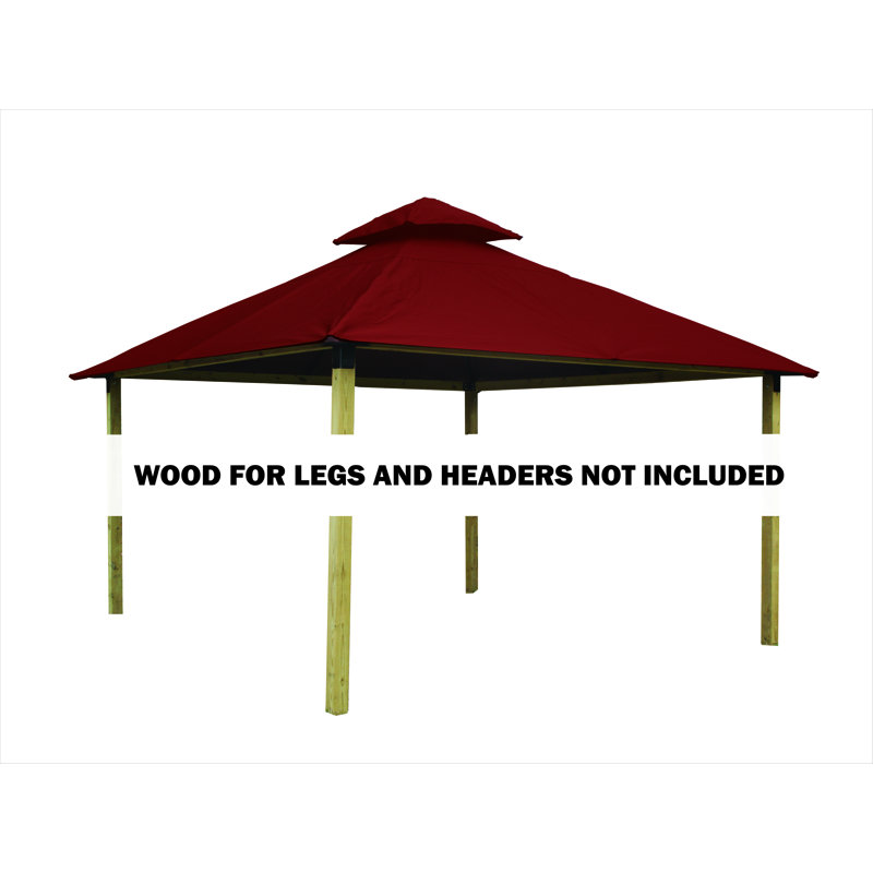 Roof Framing And Mounting 12 Ft. W x 12 Ft. D Solid Wood Gazebo, Terracotta, 147.5" H x 168" W x 168" D