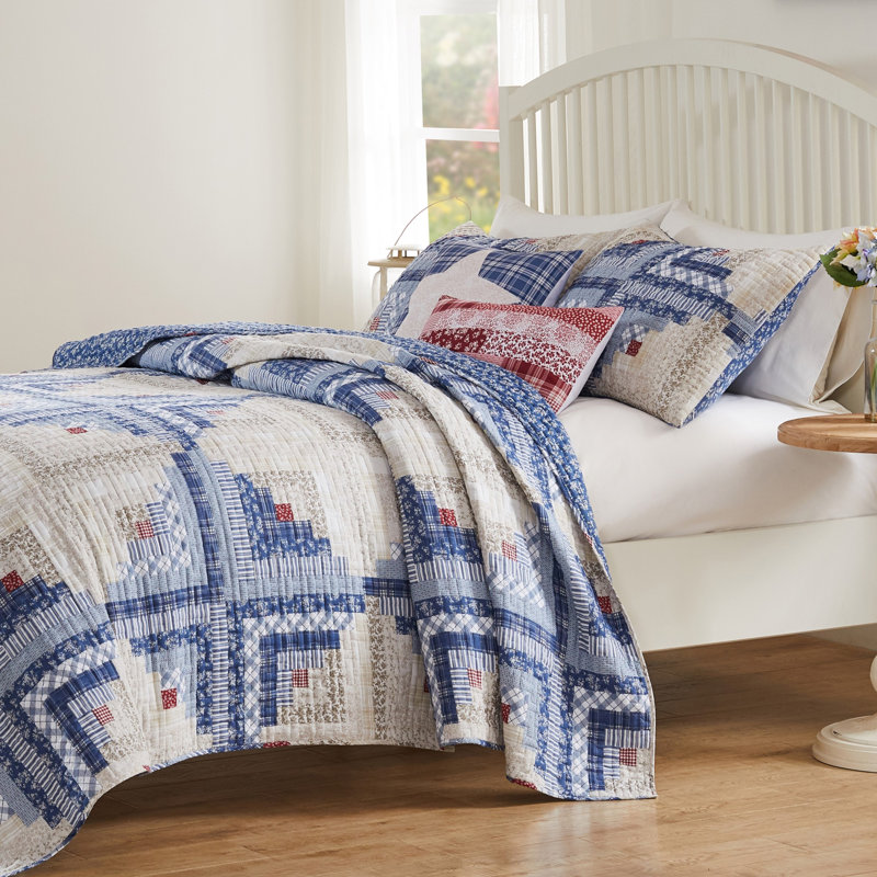 Greenland Home Fashions Cottage Cabin Calico 2-Piece Twin Size Quilt Set 68x88 + 20x26, Twin Quilt + 1 Standard Shams