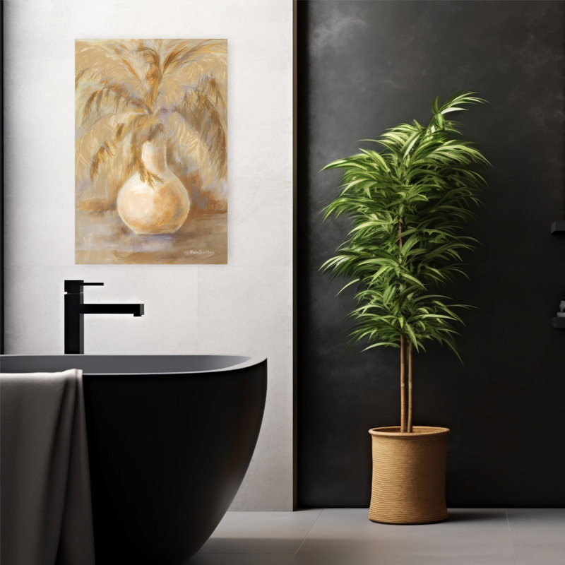 «Pampas Grass Still Life», art contemporain abstrait rustique, H 24 po x l 16 po