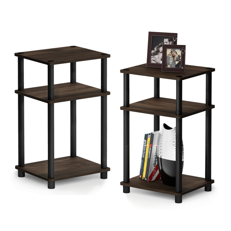 Ensemble de tables de bout avec rangement Colwyn, Noyer colombien, Noir, 2