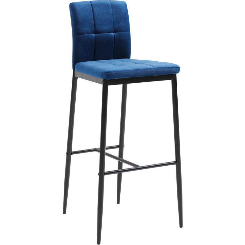 Hollydale Upholstered Counter Stool with Metal Frame, Blue