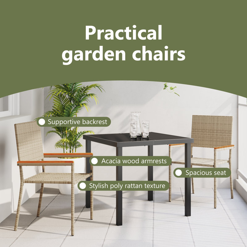 3 Piece Garden Dining Set, Beige