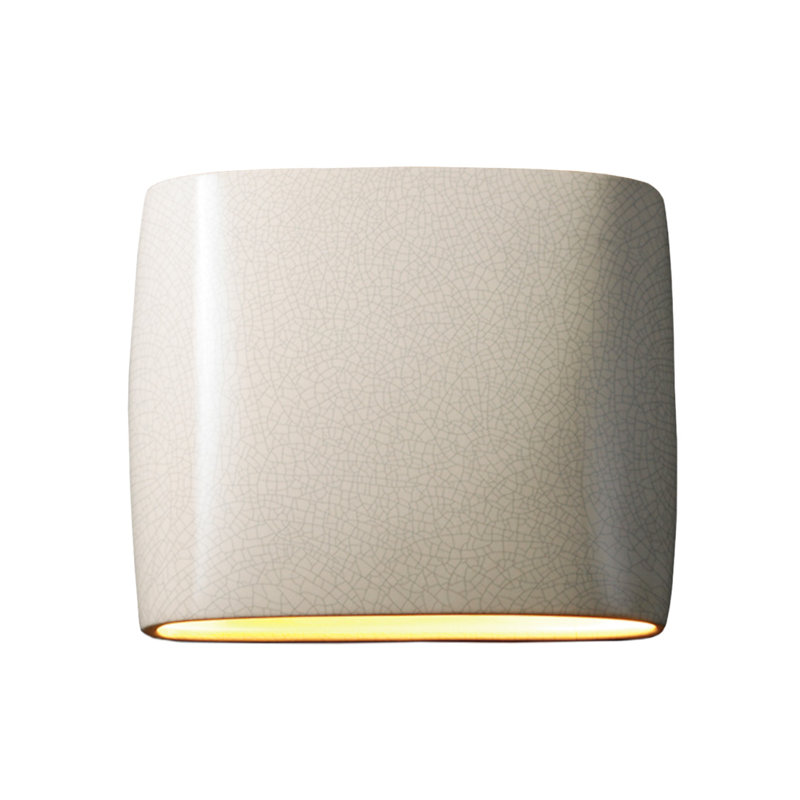 Armance Ceramic Flush Mounted Sconce, White Crackle, 9.75" H x 12" W x 4" D