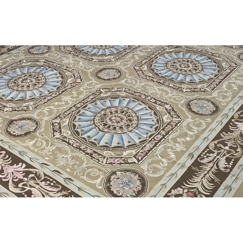 Hand-Knotted High-Quality Gold and Brown Area Rug