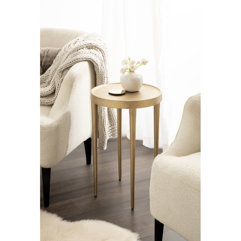 Table à boissons ronde en métal, Bronze, H 22 po x l 14 po x P 14 po