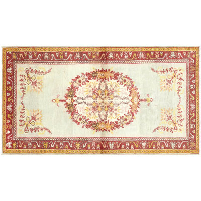 Size 3' x 5' One-of-a-Kind Hand-Knotted 1960s 3'3" x 5'10" Wool Area Rug in Red/Yellow/Orange/Ivory