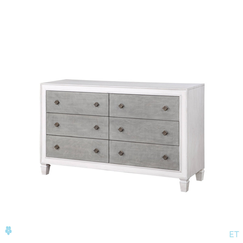 Commode Katia gris rustique et blanc vieilli