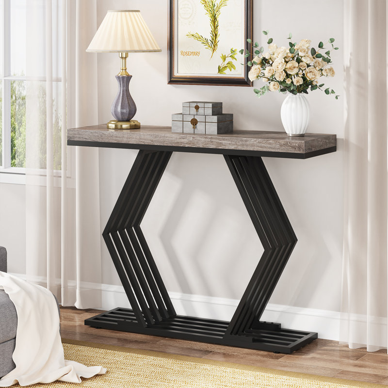 Bynes Console Table, Grey, Black