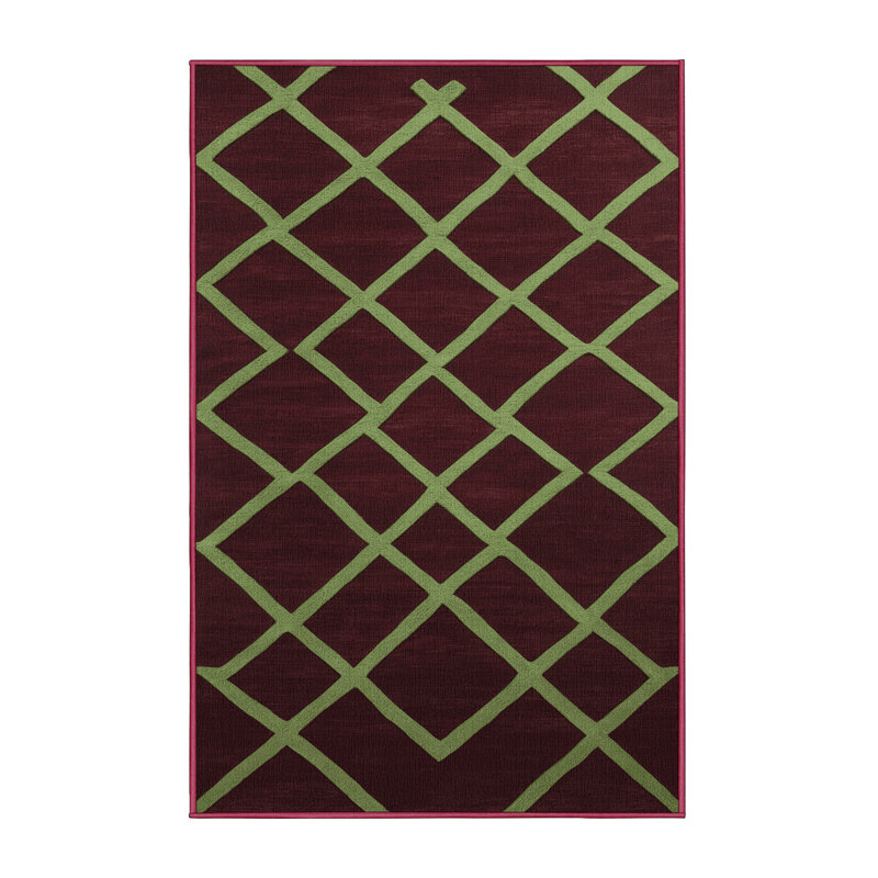 Tapis rouge en treillis lavable à la machine, Rectangulaire 2 pi x 3 pi