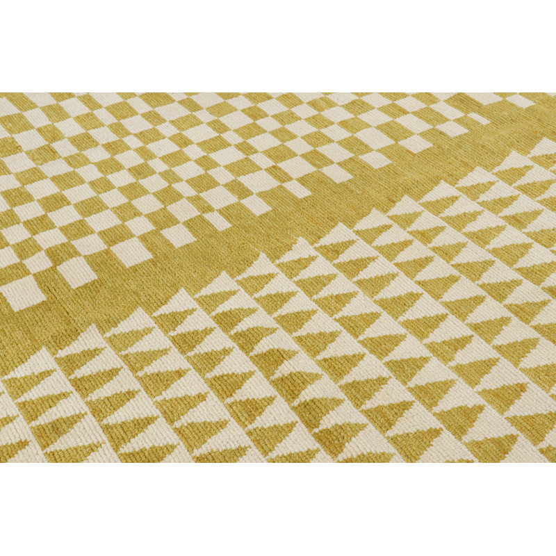 Hand Knotted Wool Geometric Area Rug, Rectangle 5' x 8'