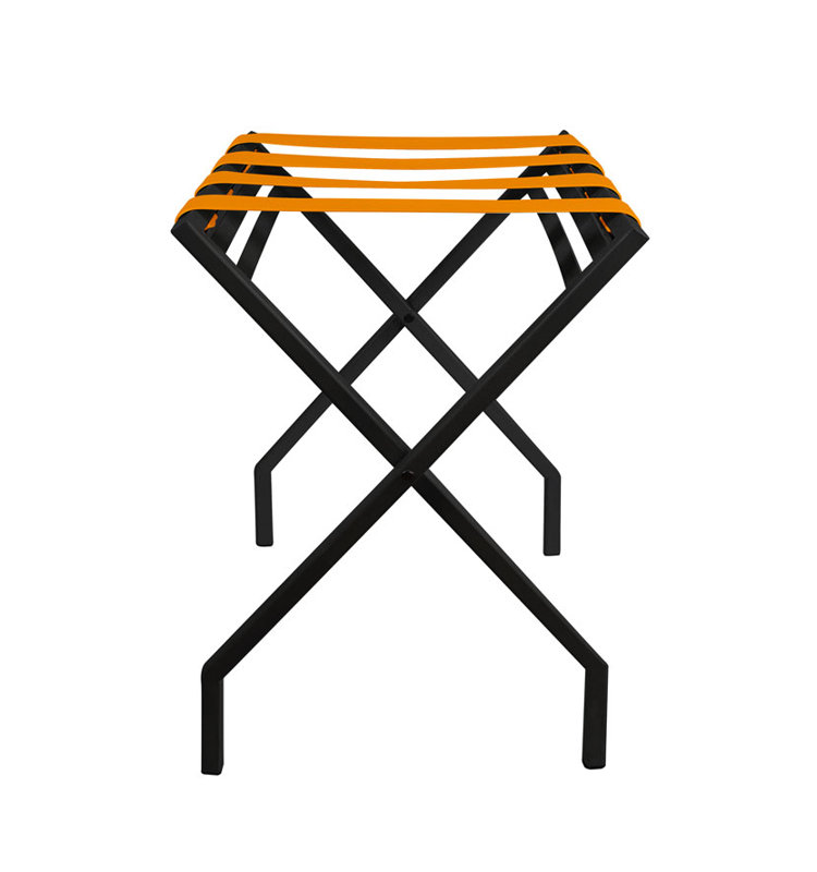 Folding Steel Luggage Rack, Black/Orange