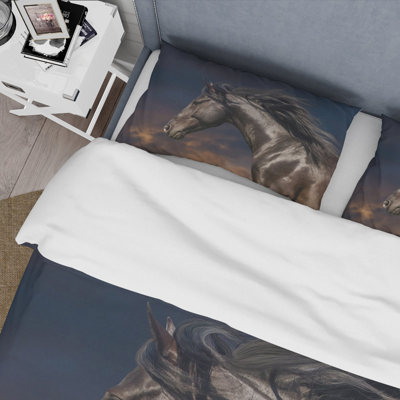 Portrait of Puroughbred Nonius Stallion Horse III - Ensemble de housse de couette animaux - Microfibre de polyester
