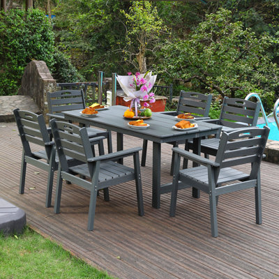 Ensemble de salle à manger d'extérieur Hdpe, une table et six chaises