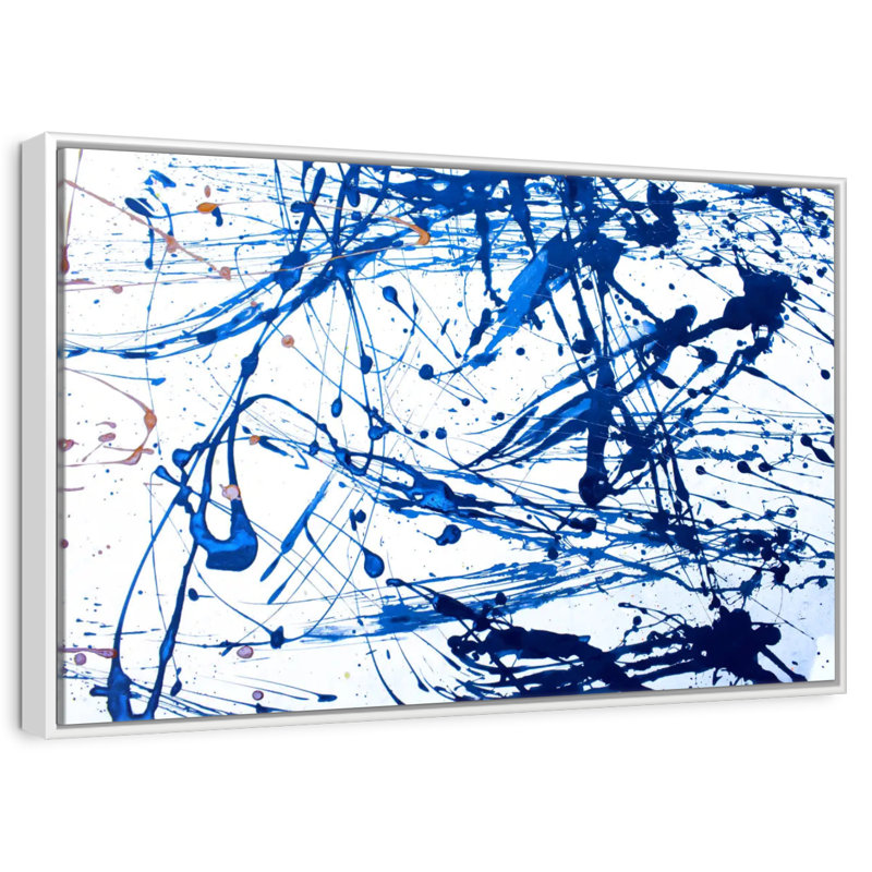 Bleu marine Leota, Cadre flottant blanc, 13 po x 9 po