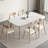 White + Burlywood Rectangular Sintered Stone + Solid Wood Dining Table-1116858091