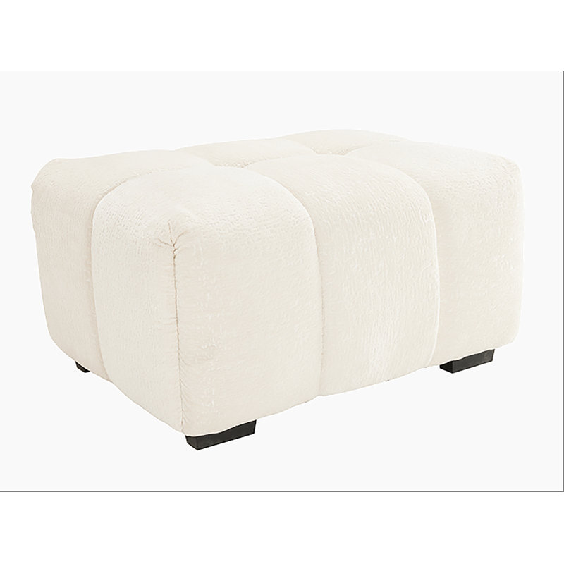 33 White Sofas White Chenille - Armless Seat And Ottoman, White